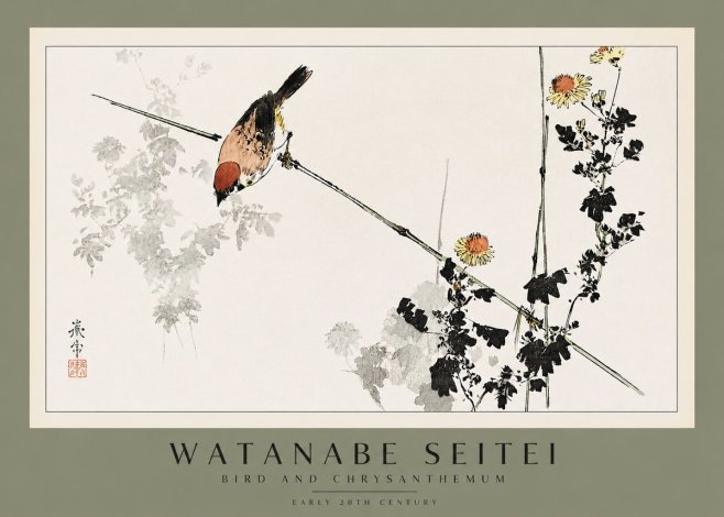 Watanabe Seitei Bird and Chrysanthemum No2 - Poster