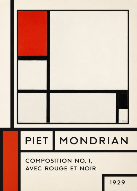 Piet Mondrian Composition No. I, Avec Rouge Et Noir No6 - Poster