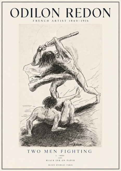 Odilon Redon Two Men Fighting No4 - Poster