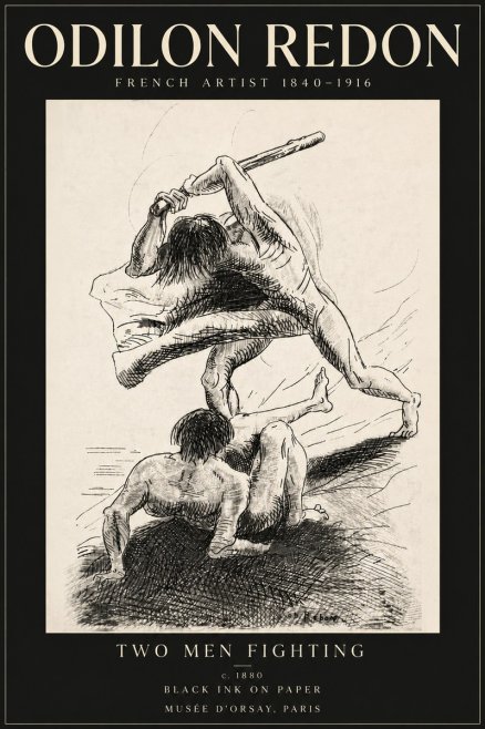 Odilon Redon Two Men Fighting No6 - Poster