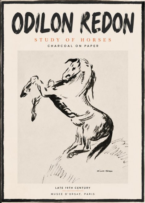 Odilon Redon Study of Horses No2 - Poster