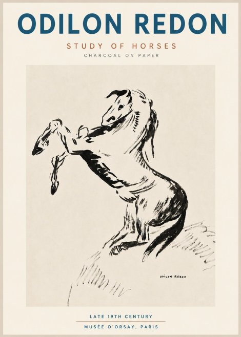 Odilon Redon Study of Horses No4 - Poster