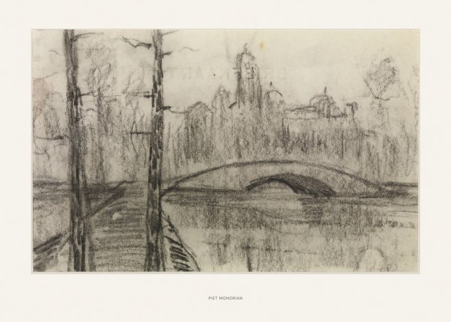 Piet Mondrian River Landscape with Bridge No5 - Poster