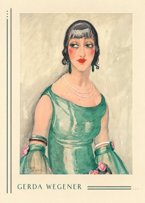 Gerda Wegener Portrait of a Woman in Green Dress No6 - Poster