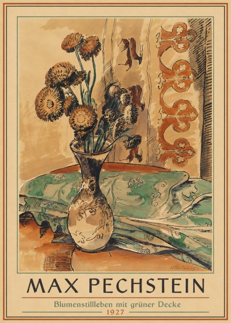 Max Pechstein Blumenstillleben Mit Grüner Decke No1 - Poster