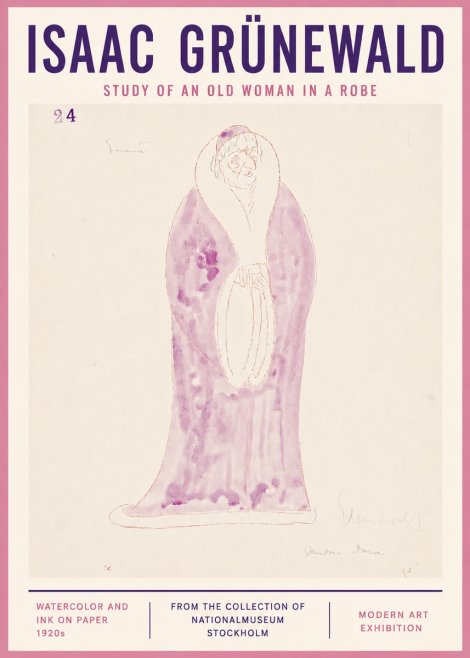 Isaac Grünewald Study of an Old Woman in a Robe No4 - Poster
