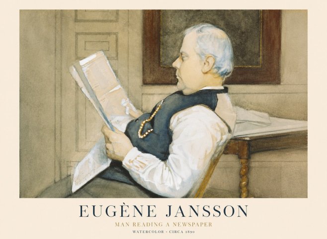 Eugène Jansson Man Reading a Newspaper No1 - Poster