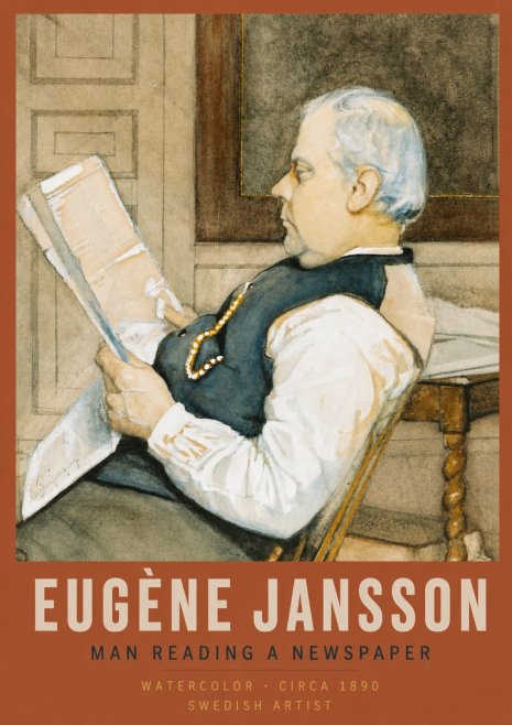 Eugène Jansson Man Reading a Newspaper No2 - Poster