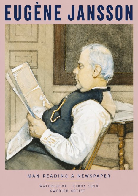Eugène Jansson Man Reading a Newspaper No3 - Poster