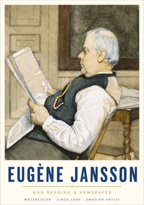 Eugène Jansson Man Reading a Newspaper No5 - Poster