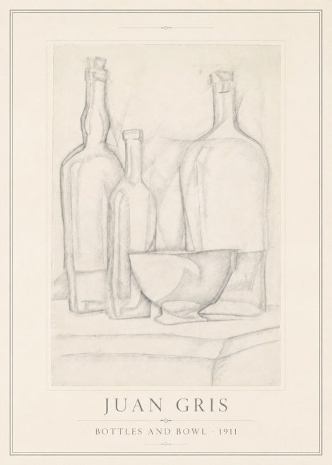 Juan Gris Bottles and Bowl No1 - Poster