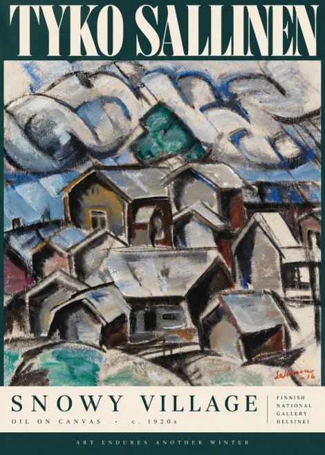 Tyko Sallinen Snowy Village No4 - Poster