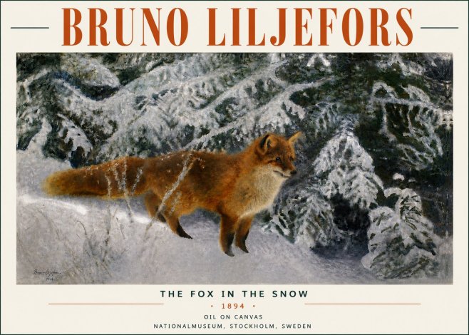 Bruno Liljefors The Fox in the Snow No6 - Poster