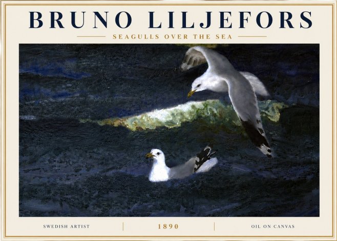 Bruno Liljefors Seagulls over the Sea No6 - Poster
