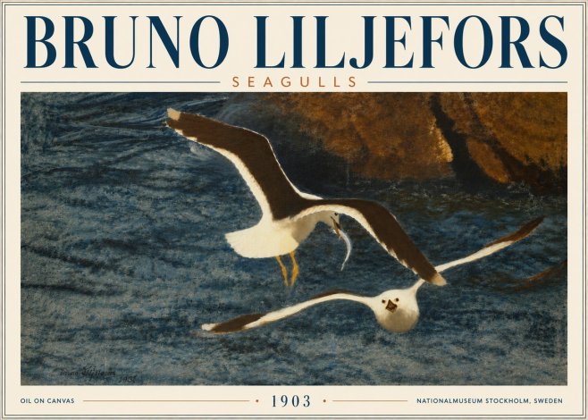 Bruno Liljefors Seagulls No6 - Poster