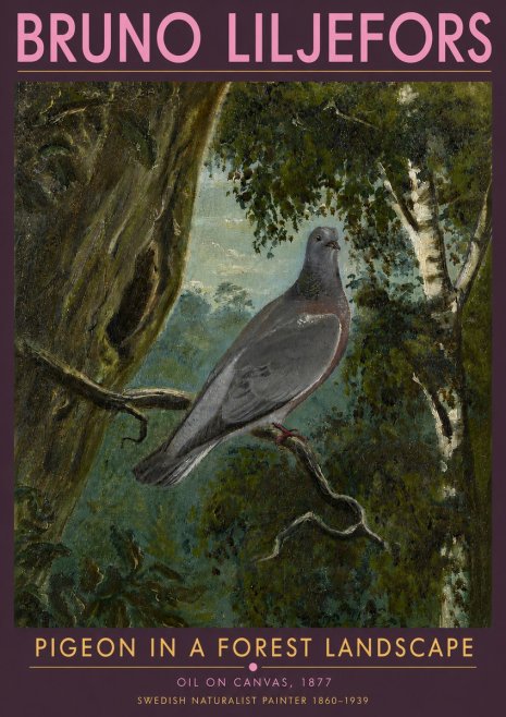 Bruno Liljefors Pigeon in a Forest Landscape No5 - Poster
