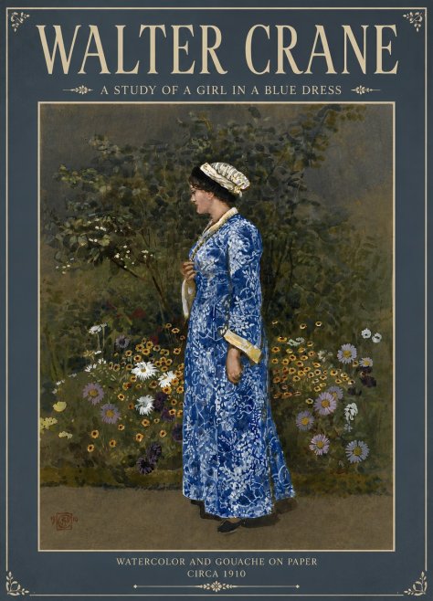 Walter Crane A Study of a Girl in a Blue Dress No5 - Poster