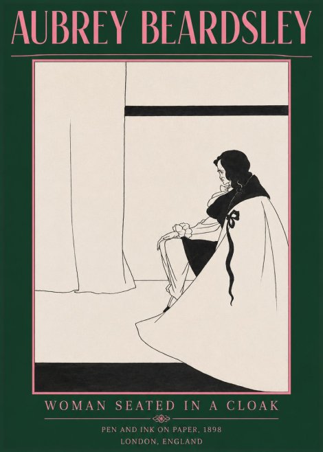 Aubrey Beardsley Woman Seated in a Cloak No2 - Poster