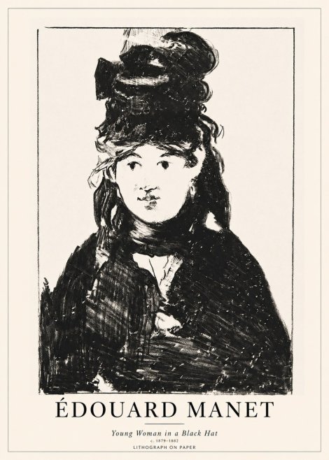 Édouard Manet Young Woman in a Black Hat II No1 - Poster