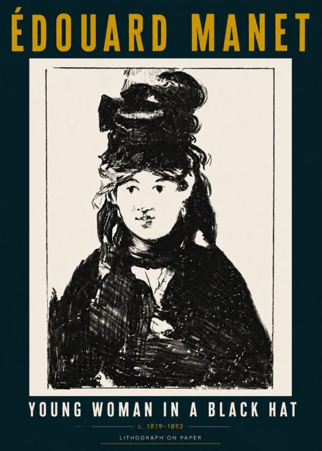 Édouard Manet Young Woman in a Black Hat II No5 - Poster