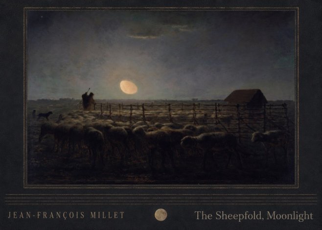 Jean-François Millet The Sheepfold, Moonlight No4 - Poster