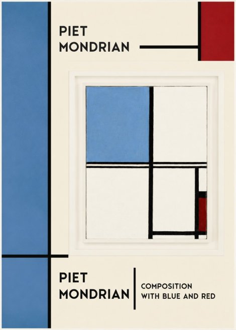 Piet Mondrian Composition with Blue and Red No6 - Poster