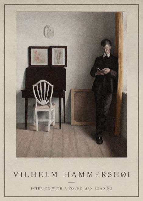 Vilhelm Hammershøi Interior with a Young Man Reading No1 - Poster