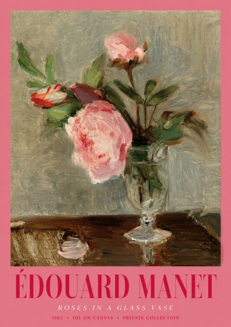 Édouard Manet Roses in a Glass Vase No2 - Poster