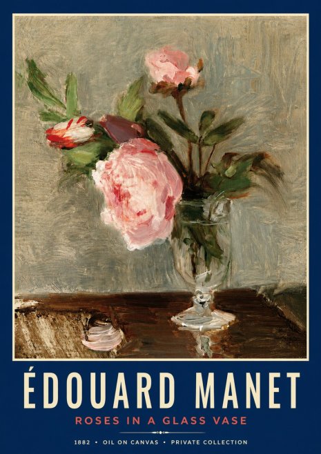 Édouard Manet Roses in a Glass Vase No3 - Poster