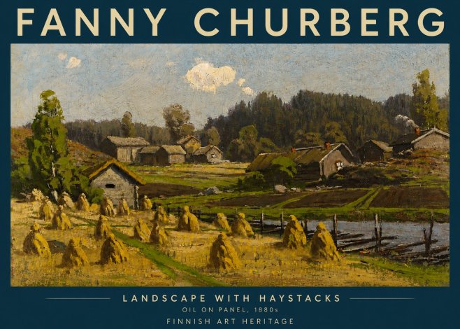 Fanny Churberg Landscape with Haystacks No5 - Poster