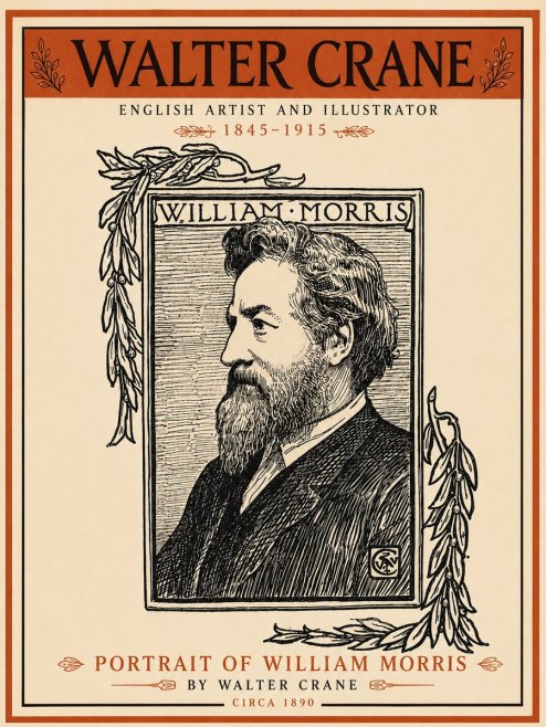 Walter Crane Portrait of William Morris No6 - Poster