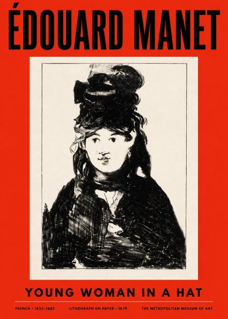 Édouard Manet Young Woman in a Hat II No2 - Poster