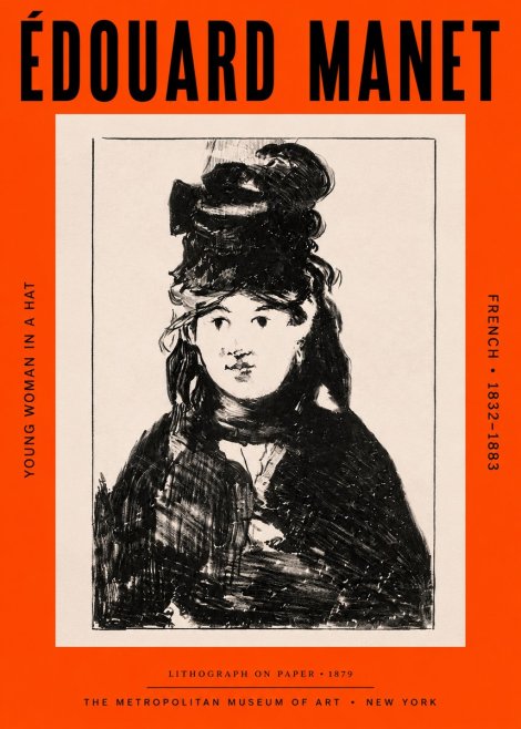 Édouard Manet Young Woman in a Hat II No3 - Poster