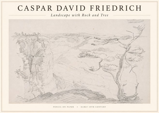 Caspar David Friedrich Landscape with Rocks and a Tree No4 - Poster