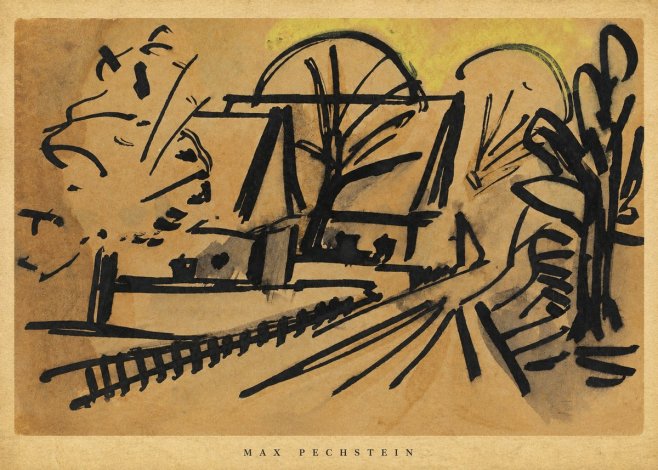 Max Pechstein Abstract Village Landscape No5 - Poster