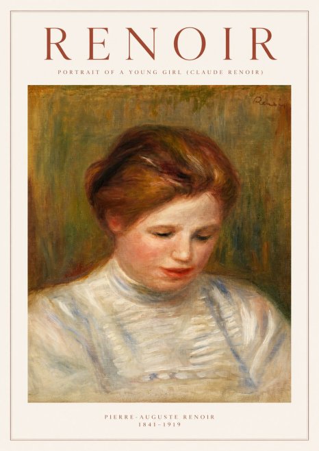Renoir Portrait of a Young Girl (Claude Renoir) No1 - Poster