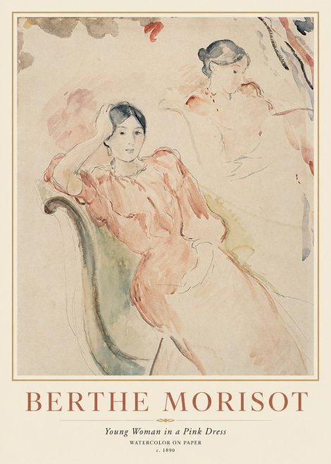 Berthe Morisot Young Woman in a Pink Dress II No1 - Poster
