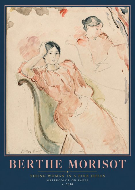 Berthe Morisot Young Woman in a Pink Dress II No2 - Poster