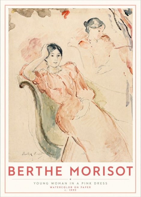Berthe Morisot Young Woman in a Pink Dress II No3 - Poster