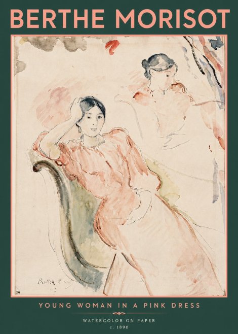 Berthe Morisot Young Woman in a Pink Dress II No5 - Poster