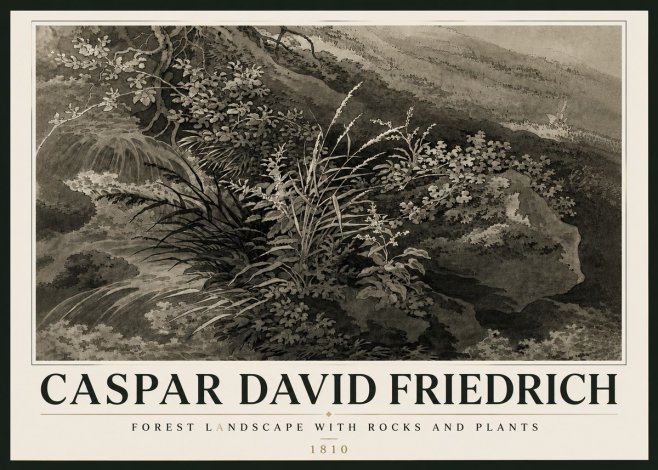 Caspar David Friedrich Forest Landscape with Rocks and Plants No6 - Poster