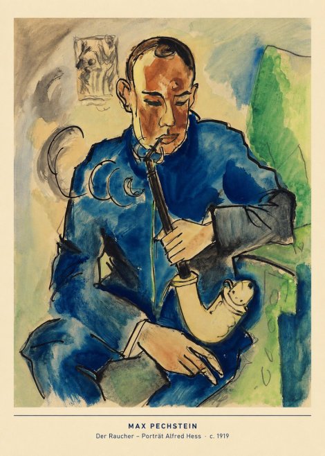 Max Pechstein Der Raucher – Porträt Alfred Hess No5 - Poster