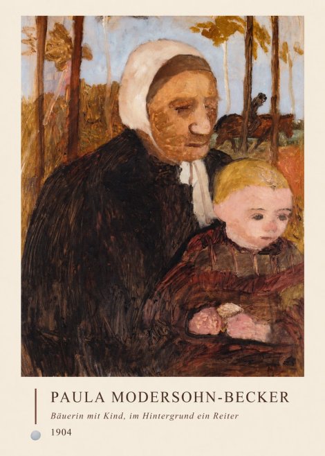 Paula Modersohn-Becker Bäuerin Mit Kind, Im Hintergrund Ein Reiter No4 - Poster