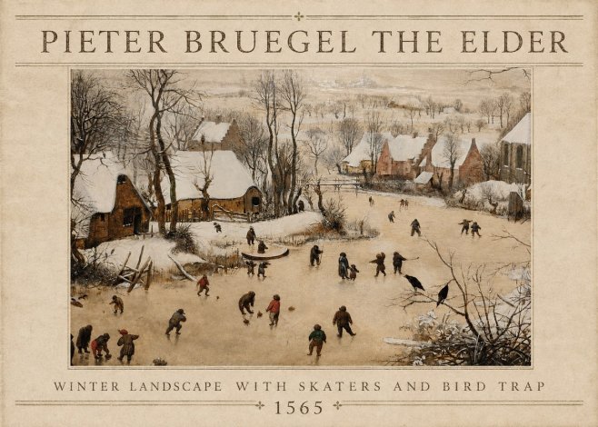Pieter Bruegel Winter Landscape with Skaters and Bird Trap No4 - Poster