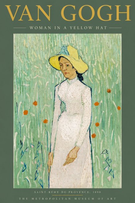 Van Gogh Woman in a Yellow Hat No4 - Poster