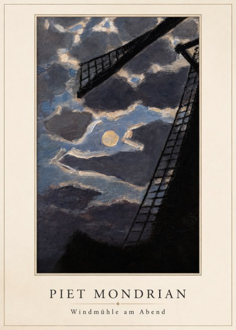 Piet Mondrian Windmühle Am Abend II No3 - Poster