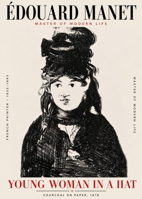 Édouard Manet Young Woman in a Hat III No6 - Poster