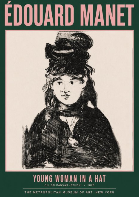 Édouard Manet Young Woman in a Hat IV No3 - Poster