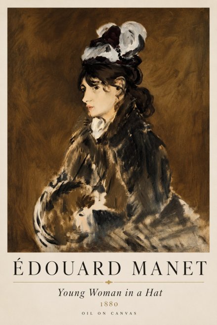 Édouard Manet Young Woman in a Hat V No1 - Poster