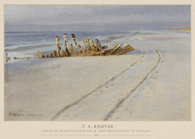 P.S. Krøyer Wreck on Skagen's North Beach. Deep Wheel Tracks in the Sand No5 - Poster